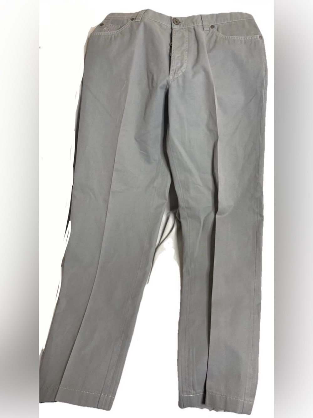 Brunello Cucinelli Mens Cotton Chino Trousers Slim Fit 32x32 Grey Italy